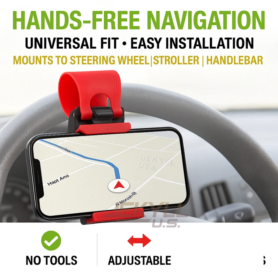 Tenedor De Teléfono Celular Para Volante Auto Soporte De Smartphone Para Coche - Image 2 of 4