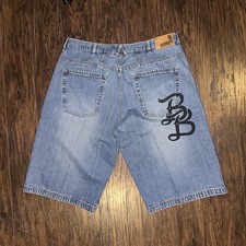 Y2K Baggy Jean Shorts Bad Boy Denim Size 38 Skater 90s Hip Hop Jorts Wide Leg