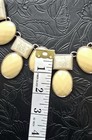 Lovely Designer Statement Necklace Marbled White & Cream Lucite Cabs Silver Tone — photo 2