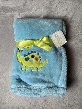 Baby Gear Blue Baby Blanket Green Dino Dinosaur Bow Tie Security Lovey 30"x30"