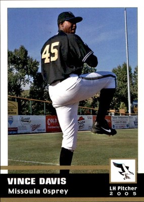 2005 Missoula Osprey Grandstand 33 Vince Davis Chicago Illinois IL Baseball Card