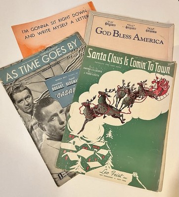 1930s Sheet Music Lot Of 4 Santa Claus God Bless America Time Goes By Letter