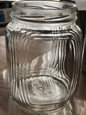 Vintage Square Ribbed Sided Jar With Lid 6 3/4 Inches 1/2 Gallon