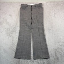 Theory Max C Flared Trouser Pants in Grey Spring Cheque Women 6 Stretch Wool