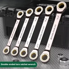 Double Head Ratchet Wrench , Chrome Vanadium Steel Spanner Set Auto Repair Tools