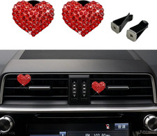 2PCS Bling Heart Air Vent Clips, Heart Shaped Crystal Air Freshener Vent Clips,