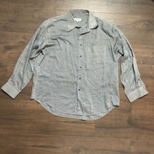 Vtg Yves Saint Laurent Men's Gray Pinstripe Button Down Shirt Size 17 34-35