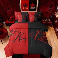 King and Queen Crown Bed in a Bag King Size Comforter Set 7 Pieces,Her King and