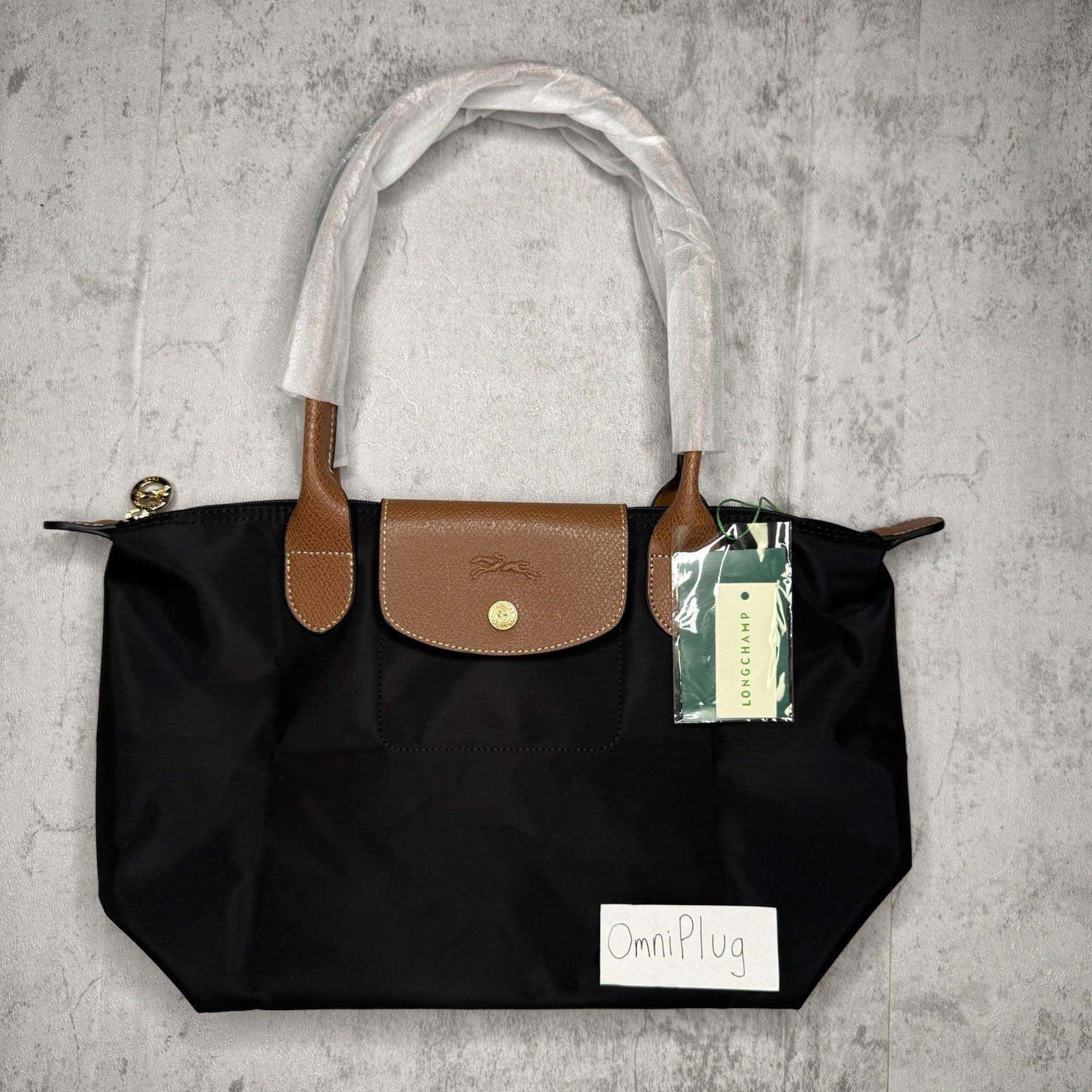 Longchamp Le Pliage Tote Black Brown Women's Shoulder Bag