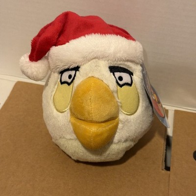 New Angry Birds 5'' Christmas White Plush Toy with santa hat