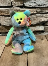 Ty Beanie Baby Garcia Bear Tye-Dye Tri Colored Face  Mint Condition