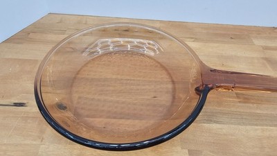 France Corning Vision Amber Glass 10'' Frying Pan Skillet w/ Waffle Bottom Pyrex