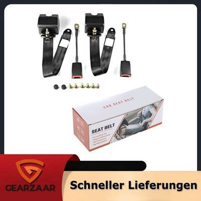 2x Auto Sicherheitsgurt 3 Punkt + E Prüfung Universalgurt Schwarz Dreipunktgurt