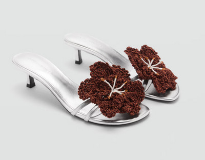 NEW MANGO X SIEDRES LEATHER CROCHET FLOWER SANDALS SLIP-ON SHOES 38 US 7.5