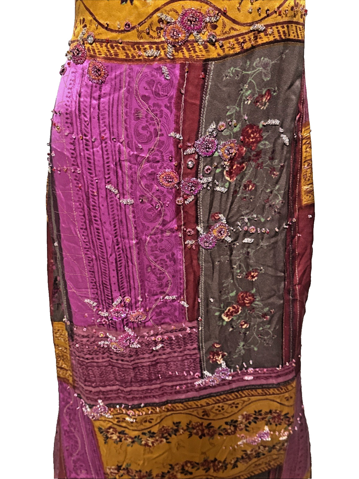 New Badgley Mischka 2000 Vintage Runway Beaded Patchwork Long Gown Maxi Dress 6 image 8