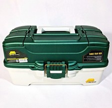 Plano 3-Tray Tackle Box with Dual Top Access, Dark Green Metallic/Off White,