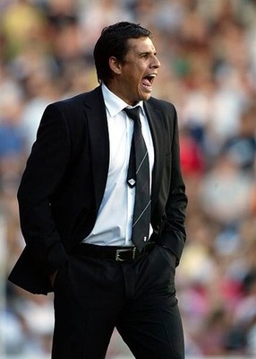 Fulham manager Chris Coleman shouts directions to his players duri- Old Photo