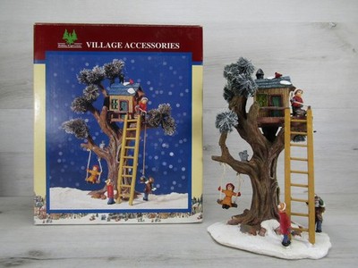 Snow Village Secret Tree House Holiday Winter Christmas Vintage