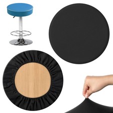 2 Pcs Barstool Covers Slipcovers Round Black Elastic Circle Stool Cover Washa...