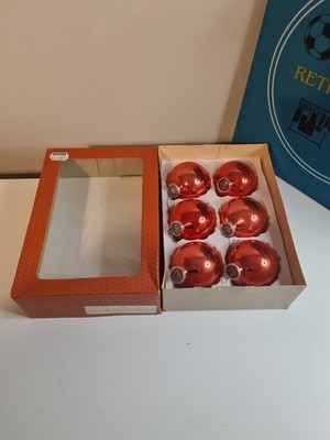 Vintage Clements Set rötlich orange Kugeln 6er Set