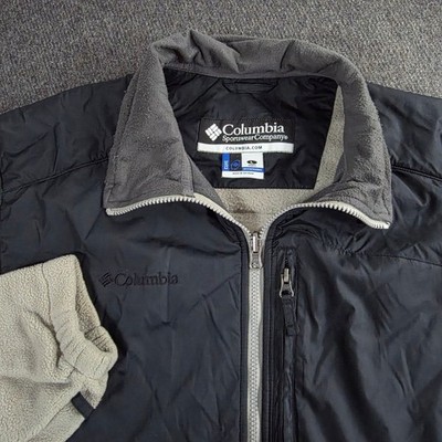 Columbia Mens Large Interchange Bugaboo Fleece Jacket Gray Black Zip Up Outdoor