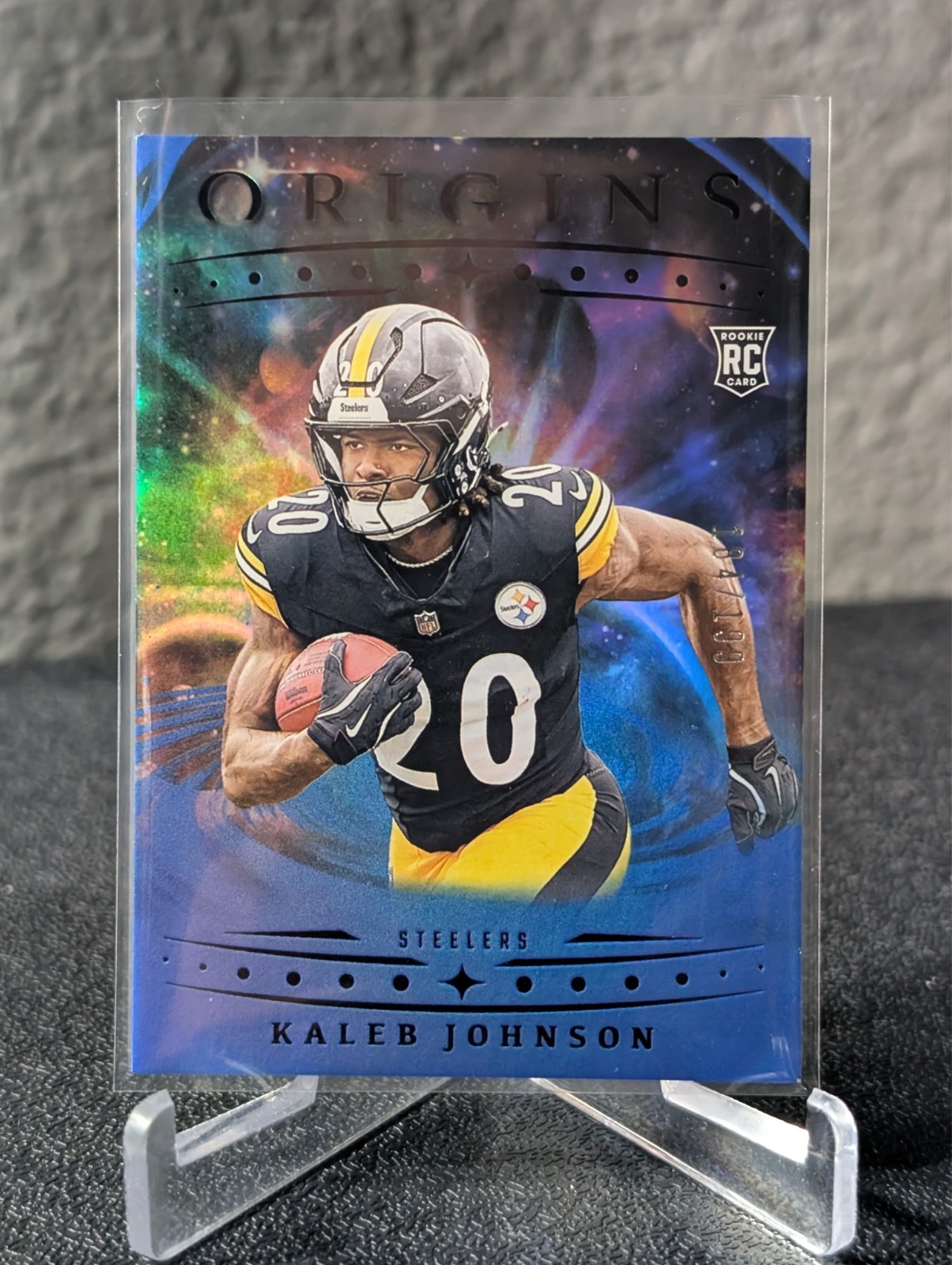 2025 Panini Origins - Rookies Kaleb Johnson, Kaleb Johnson #104 (RC) /199 Blue