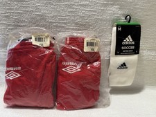  2 UMBRO-Red/White Trim-Striker Shorts-SZ. Youth XL NWT  Adidas Soccer Socks