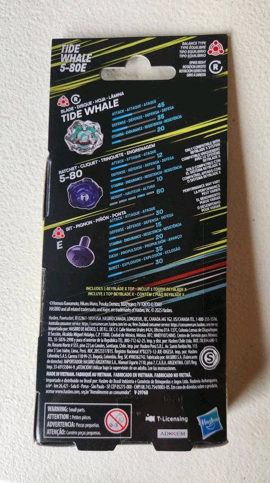 Sealed Tide Whale Wave 5-80E Elevate Beyblade X Takara Tomy Hasbro New - Image 2 of 2
