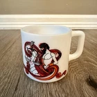 Vtg Libra Zodiac Milk Glass Coffee Cup Mug Beverly Horoscope Red Orange KMA
