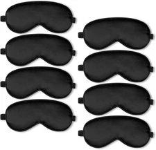 BBTO 8 Pcs Sleep Mask, Silk Eye Mask for Sleeping with Adjustable Strap, Blackou
