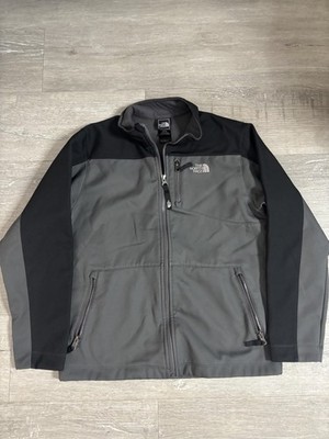 The North Face Jacket Boys 14-16 Gray Black Softshell Full Zip Logo Outdoor
