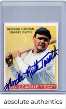 1933 Goudey Reprint George Herman “Babe” Ruth Linda Ruth Tosetti Auto