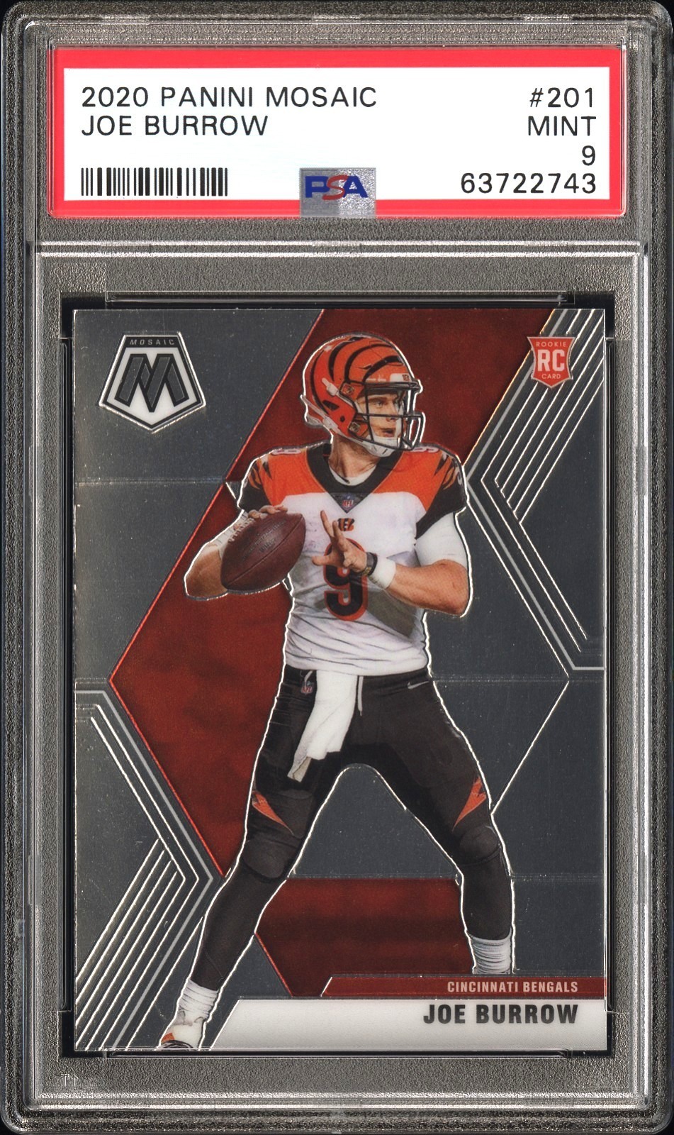 2020 Joe Burrow RC Panini Mosaic Football #201 Cincinnati Bengals Great! PSA 9