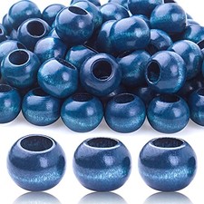 100pcs 20mm Wooden Beads Round Wood Beads with 10mm Large Hole Wooden Dark Blue