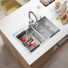 33 x 22in Double Bowl Drop in Bar Kitchen Sink Topmount Stainless Steel Sink