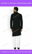 Mens Kurta Cotton Black Pathani Kurta Ethnic Mens Designer Kurta Traditional
