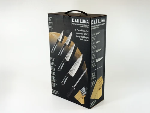 Kai Luna 6-Piece Block Set High-Carbon Stainless Steel Kitchen Knives w' Sheaths
