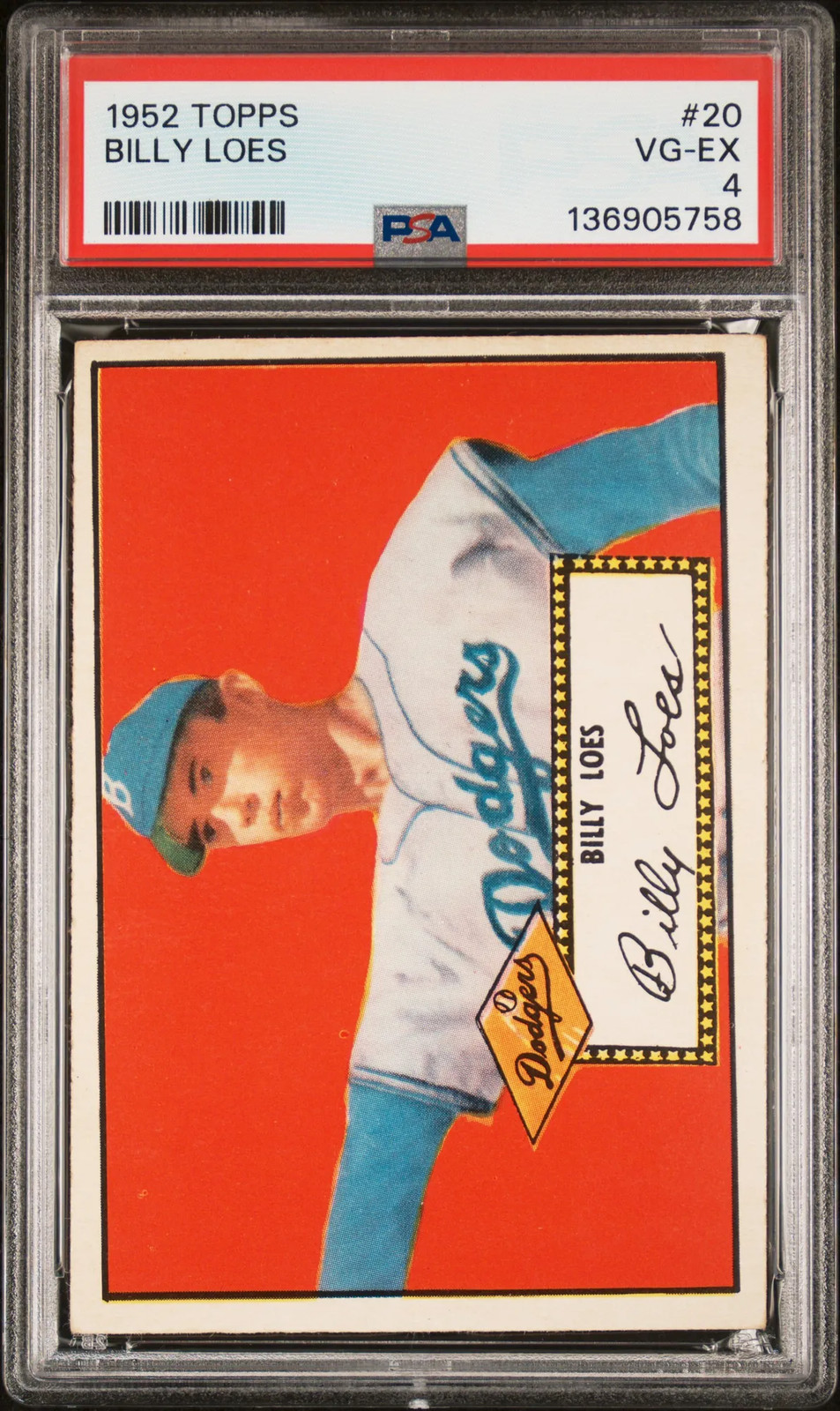 1952 Topps #20 Billy Loes Dodgers PSA 4