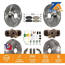 Front Rear Disc Brake Rotors Ceramic Pads And Drum Kit (9Pc) For Toyota Yaris