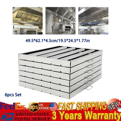 #ad Commercial Hood Filters 6Pcs Stainless Steel Grooves Range for Kitchen Exhaust $114.09