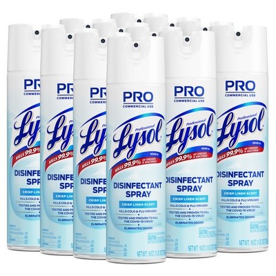 Lysol Disinfectant Spray Crisp Linen 19oz 40 Pack Commercial REC74828