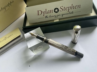 Montegrappa Privilege Deco kleiner 925 Sterling Silber Füllfederhalter 18K mittlere Feder