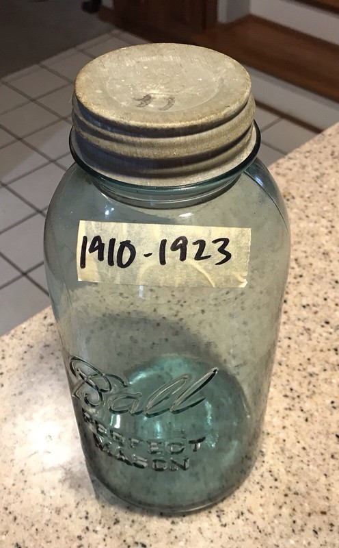 Antique Ball Perfect Mason Aqua Quart Jar 1910–1923 w/ Porcelain Liner Lid - #8 