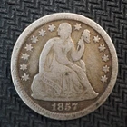 1857   *P*  SEATED LIBERTY TEN CENT SILVER  COIN **NICE** FREE SHIPP! C3107