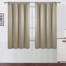 LEMOMO Blackout Curtains 42 x 63 inch/Beige 42"W x 63"L Pack of 2 , Beige