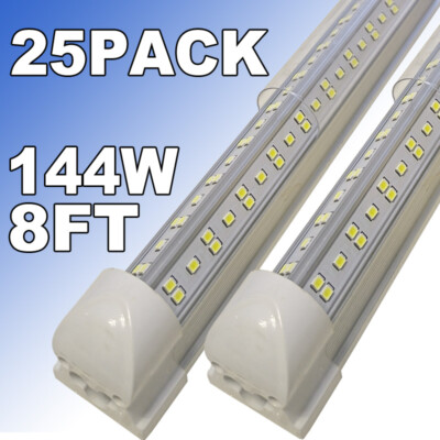 8 FT LED Tube Lights 6500K 8FT LED Shop Light Fixture 144w LED Light Bulbs 25PC