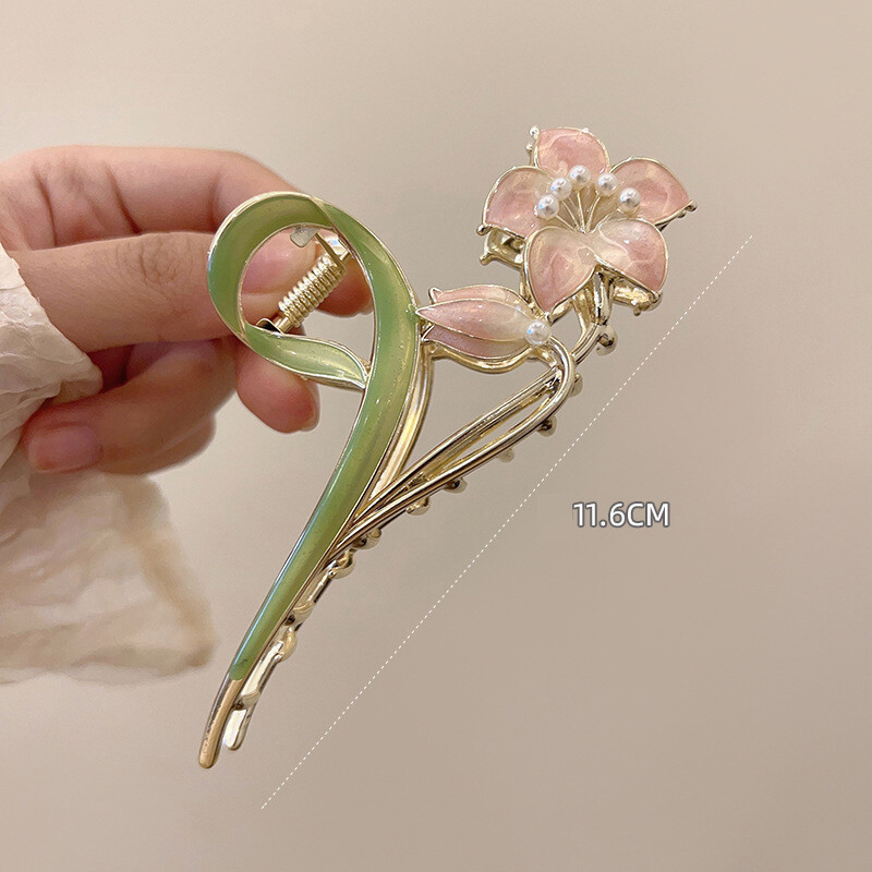 Hair Accessories Gold Lily Flower Hair Clip Large Geometric Grab Clip
