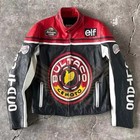 Men's Black Red Bultaco Cemoto Motorbike Genuine Cow Hide Leather Jacket