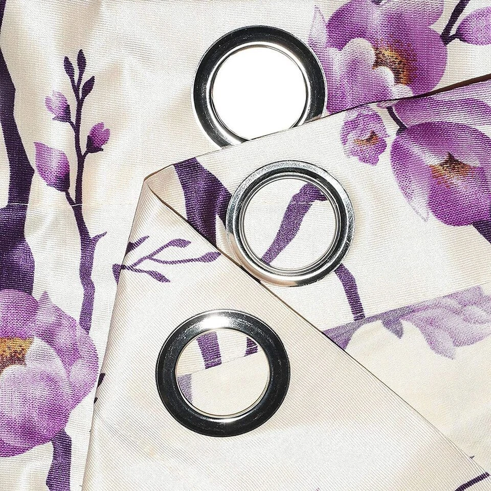 Juego de cortinas de ventana de puerta con ojal ojal estampado floral de 3 piezas 5 7 9 pies Foto 4 de 4