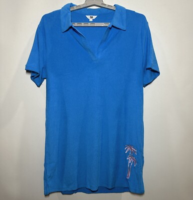 Women's Ascot + Hart Short Sleeve Graphic Dress - Blue XXL